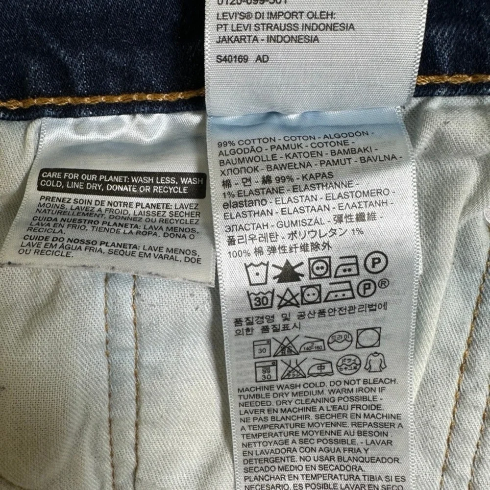 Levis 505 Regular Fit Jeans Mens 38x30 Dark Wash Straight Leg PC9-00505-1455